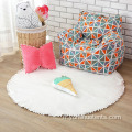 Tapis de sol rond en coton pour enfants avec pompon